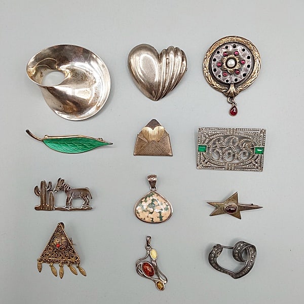 12 Sterling Silver 925 Pins and Pendants (1 of 16)