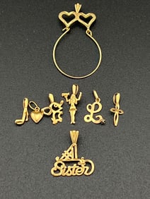 14K Charm Holder and Charms