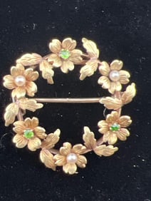 Gold Floral Brooch
