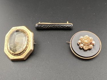 3 Victorian Brooches