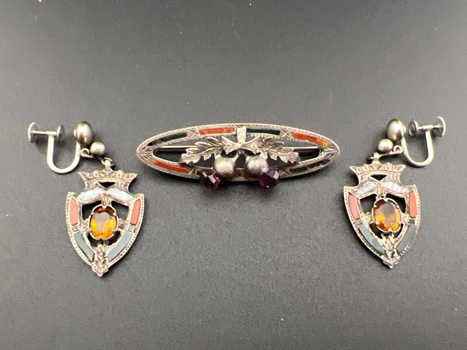 Scottish Sterling Brooch and Earrings (1 of 8)