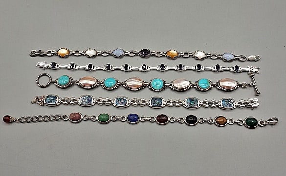 5 Sterling Bracelets with Gemstones (1 of 8)