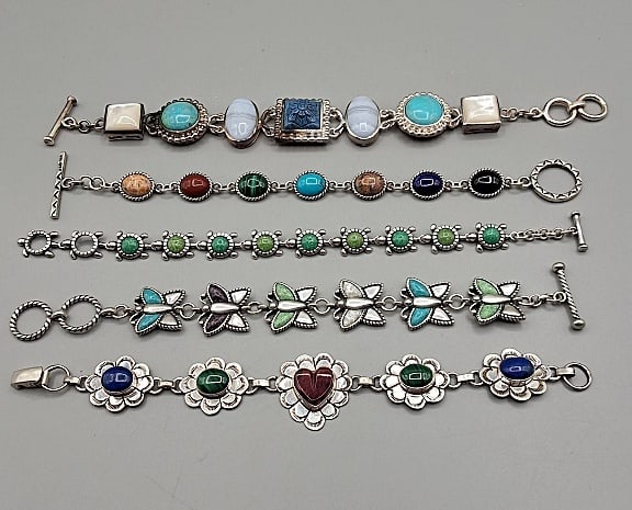 5 Sterling Southwestern Style Bracelets (1 of 7)