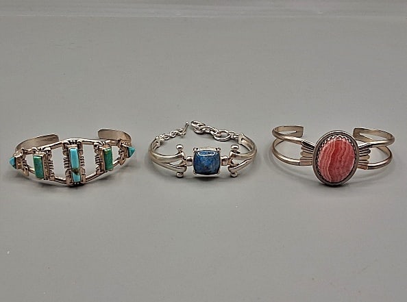 3 Sterling Southwestern Cuff Bracelets (1 of 6)