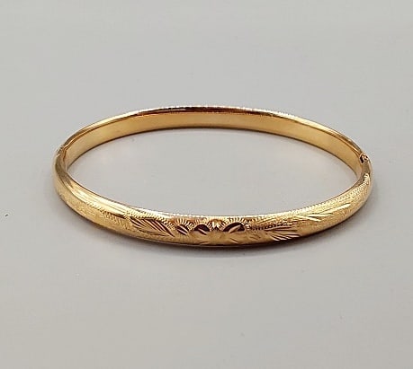 14K Bangle with Floral Engraving (1 of 3)