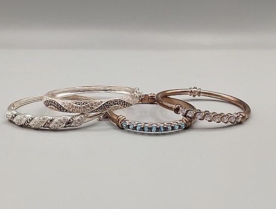 4 Sterling Bangle Bracelets (1 of 10)