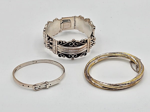3 Sterling Bangle Bracelets (1 of 12)