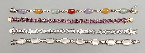 4 Sterling Bracelets with Stones (1 of 12)