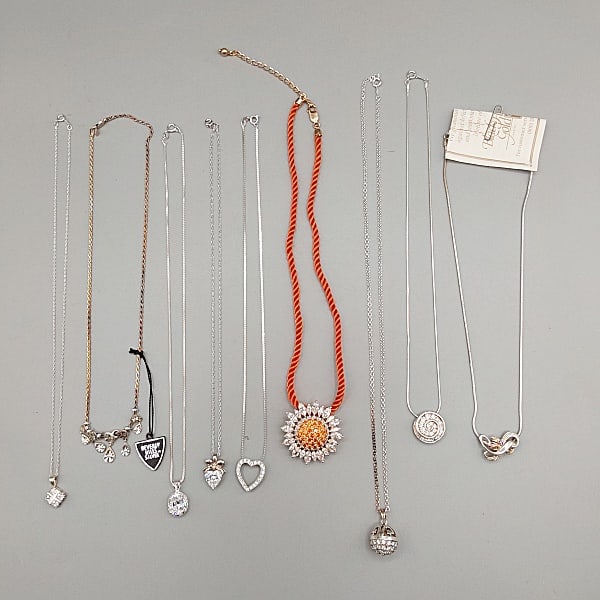 9 Sterling Necklaces Plus 12K Leaf (1 of 13)