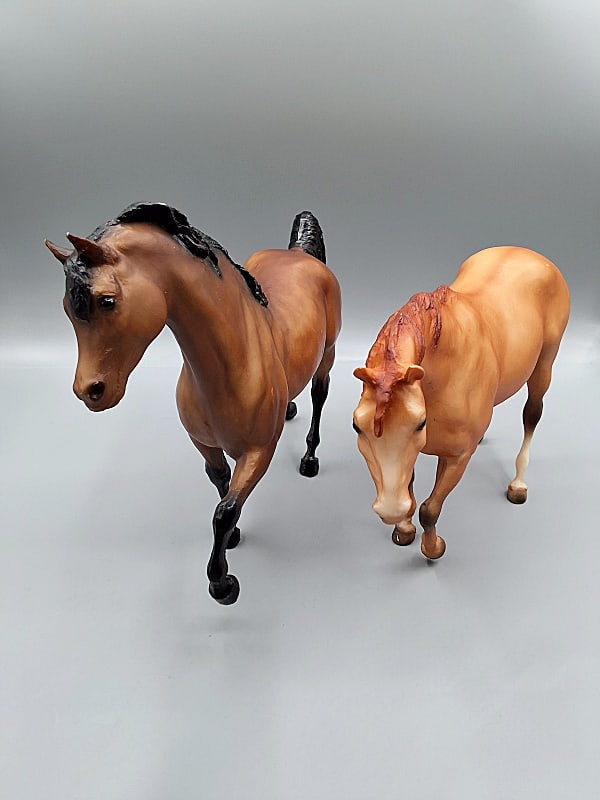 Breyer 1988 JCP Indian Pony and Black Stallion: Breyer 1988 JCP Indian Pony and Black Stallion. Two traditional Breyer horses in their original finishes. Part of the English Horse Collectors Set #713259 - missing the Justin Morgan horse. The Indian