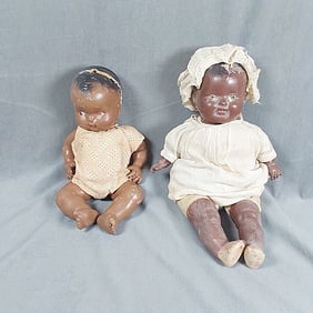 Pair of Black Baby Celluloid Dolls