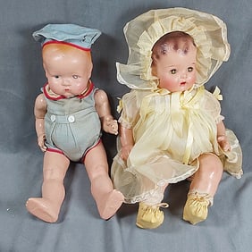 2 Vintage Composition Baby Dolls