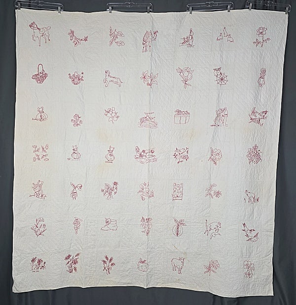 Vintage c1930 Redwork Quilt (1 of 14)