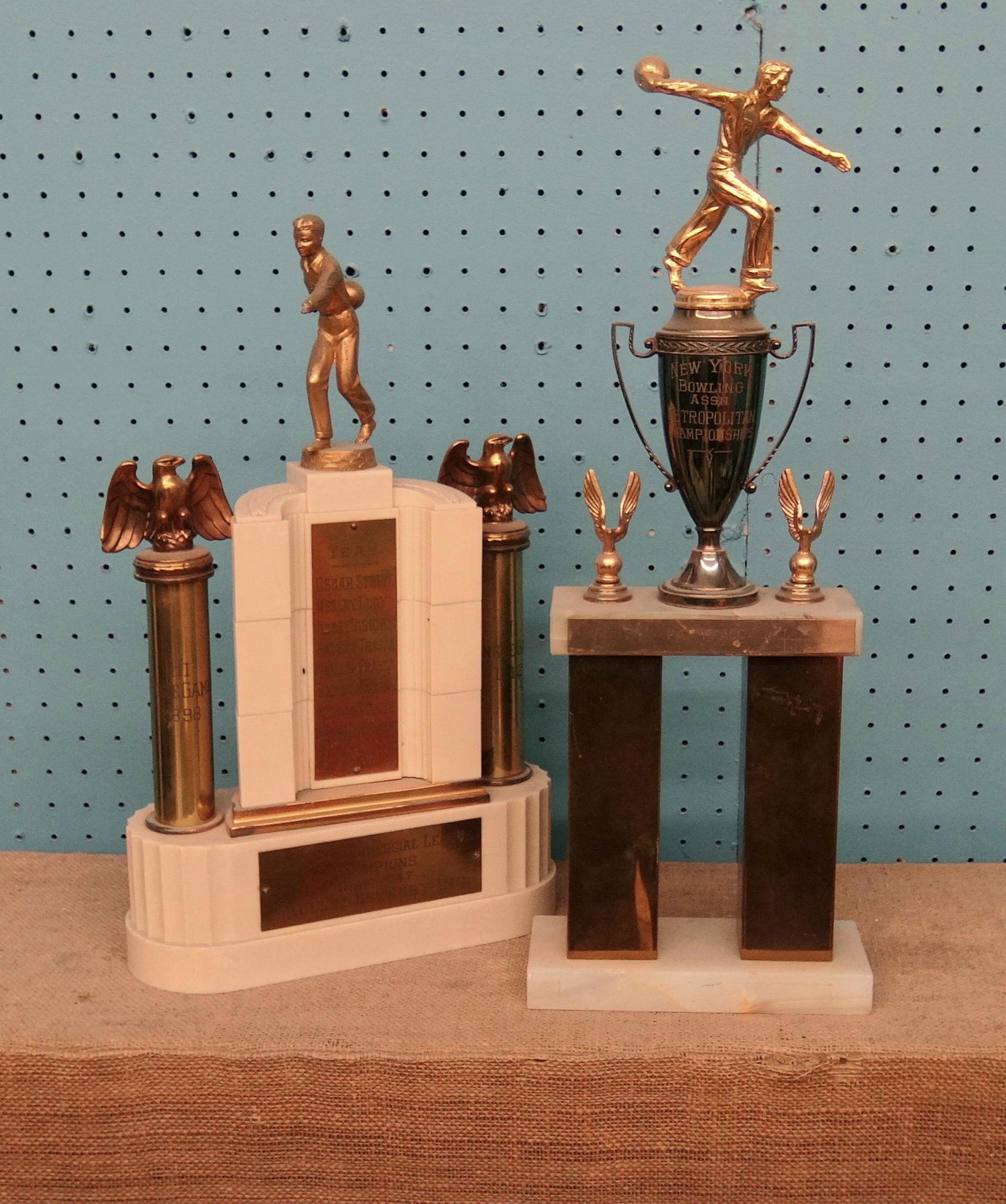 Lot of 2 Vintage Bowling Trophies: Lot of 2 Vintage Bowling Trophies, 17" and 20" Tall