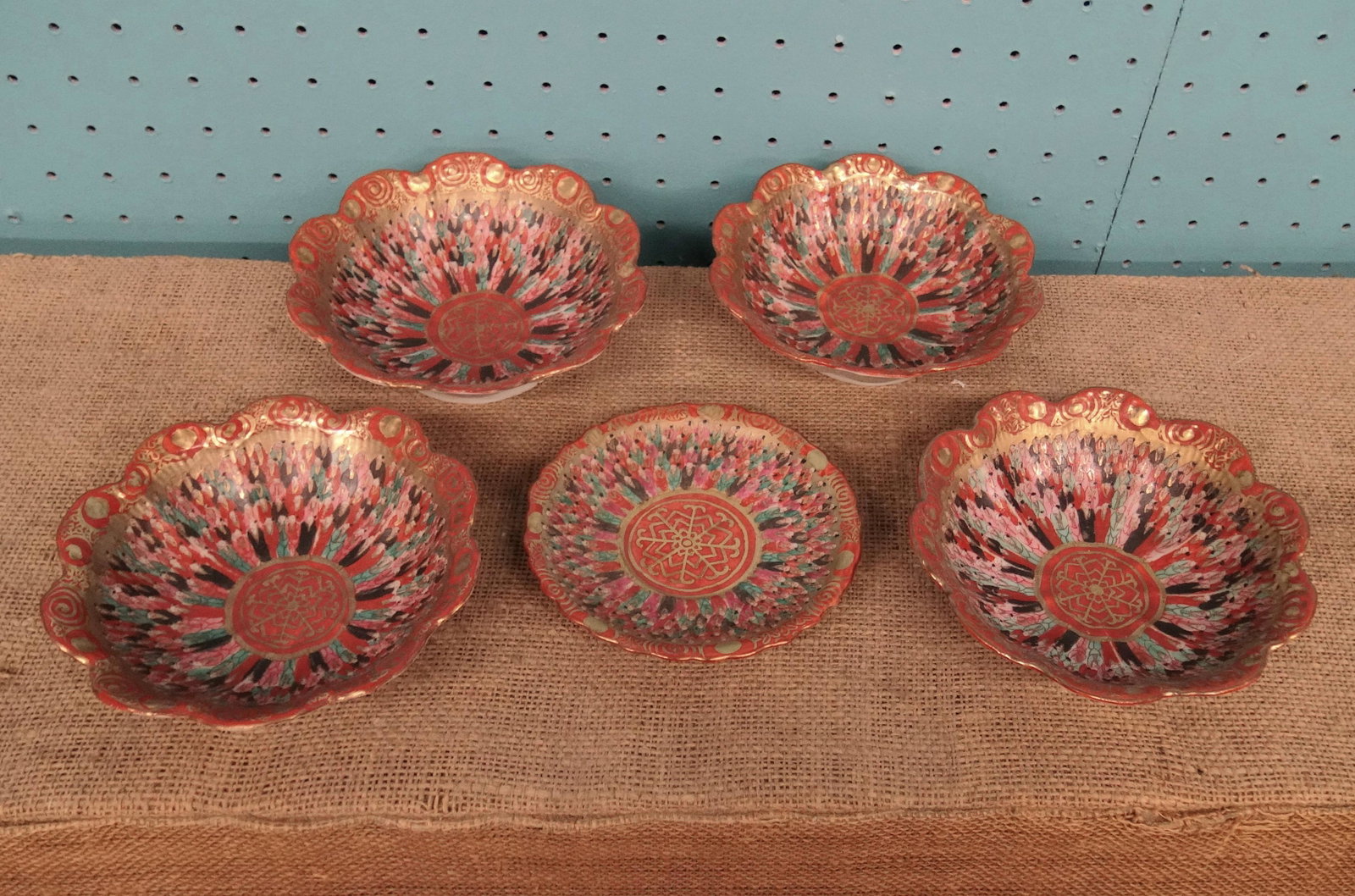 5 Antique Kutani Bowls: 5 Antique Kutani Bowls, 6" Diameter, Hand Painted, Very Fine Detail