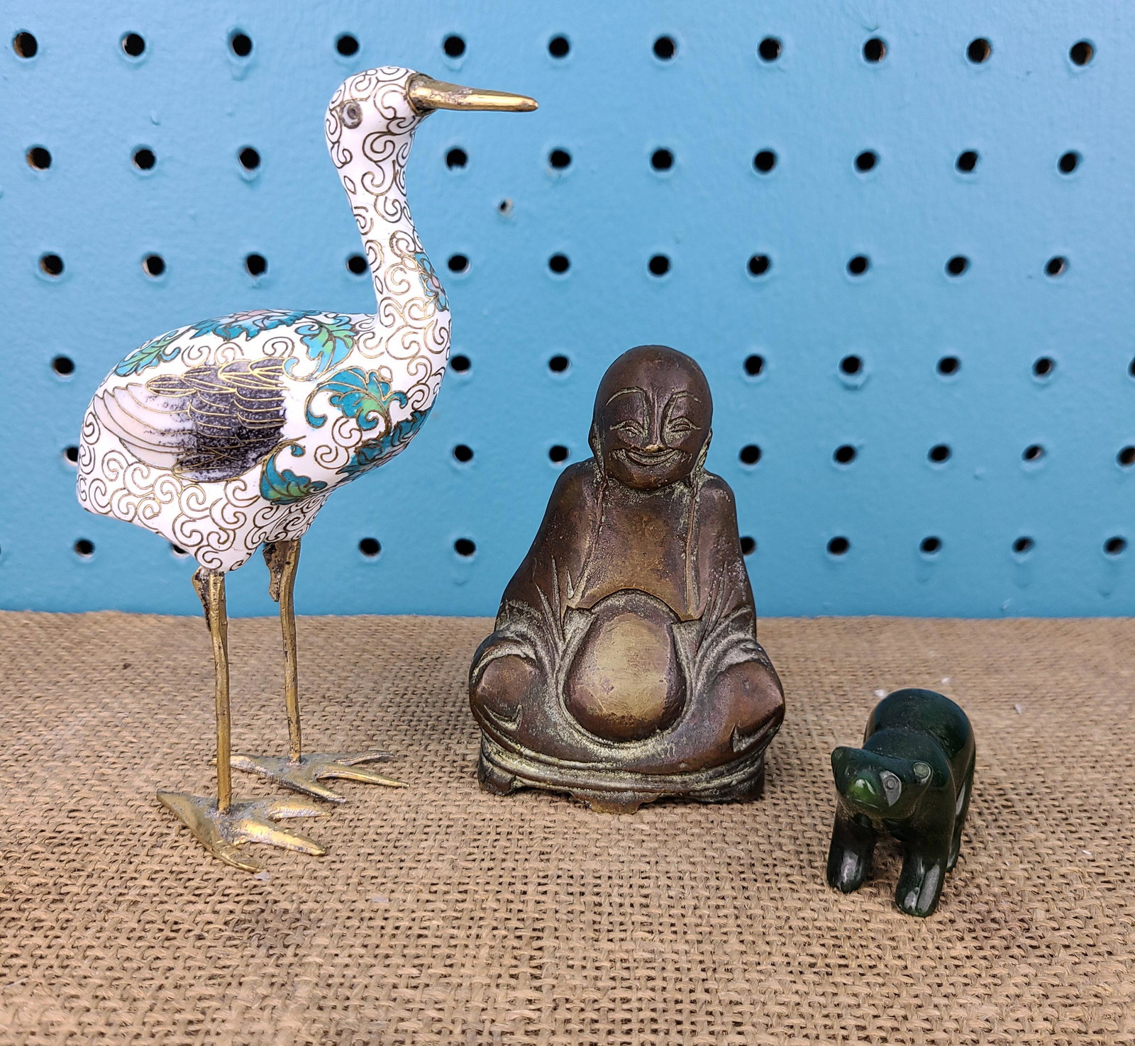 Lot of 3 Antique Asian Figures (Cloisonne Crane, 19th (1 of 6)