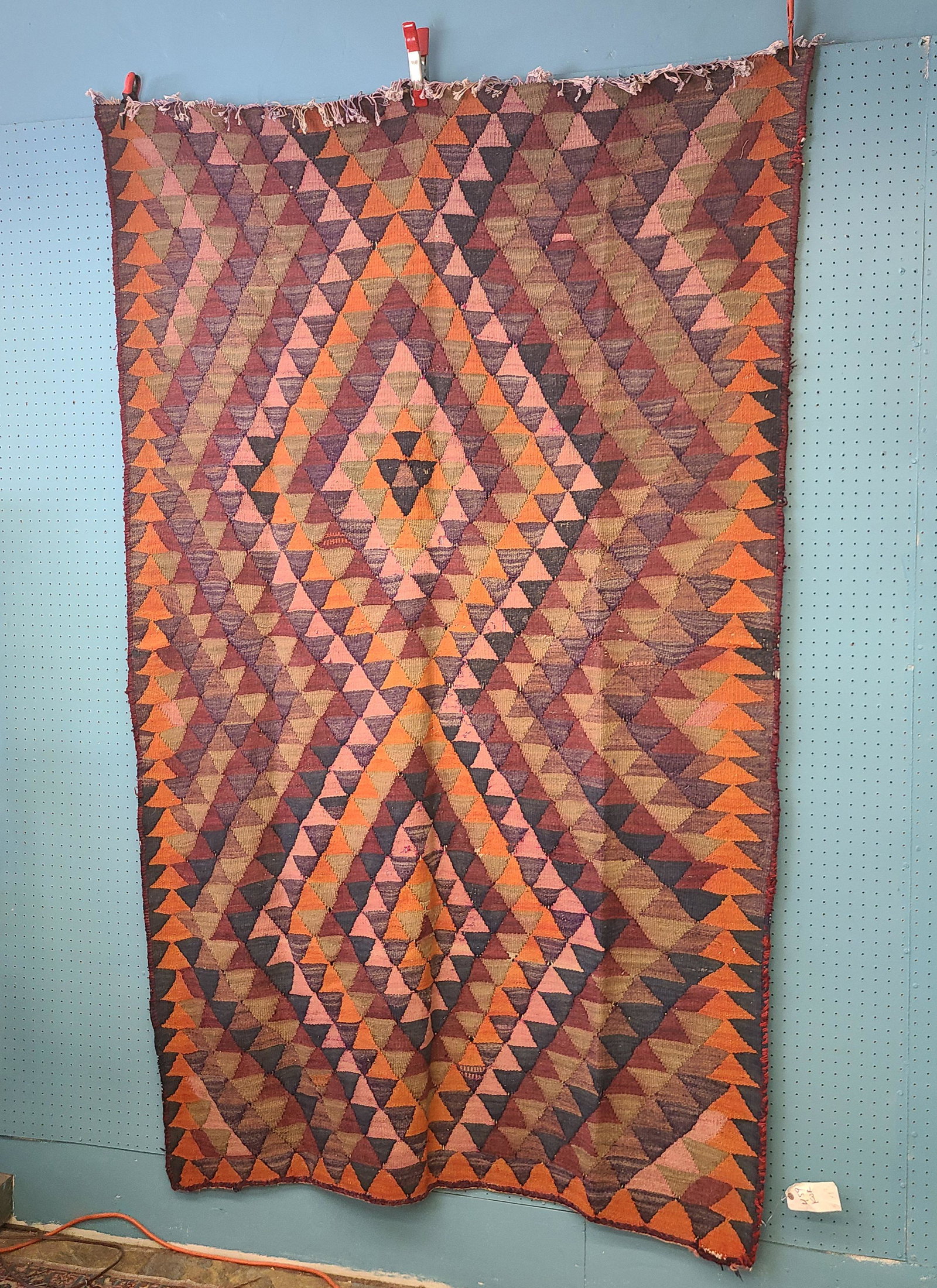 Antique Turkish Hand Woven Carpet: Antique Turkish Hand Woven Carpet Dimond, Eye-dazzler Pattern Wonderful Colors 8'2 x 5'