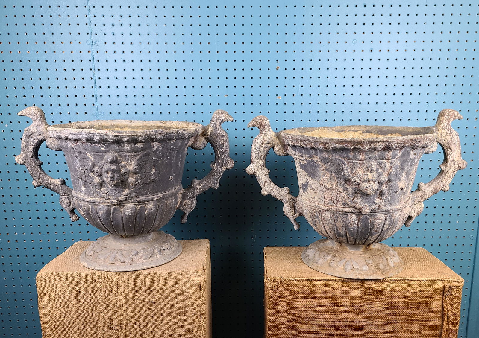 RARE 18th C Lead Garden Urns (1 of 16)