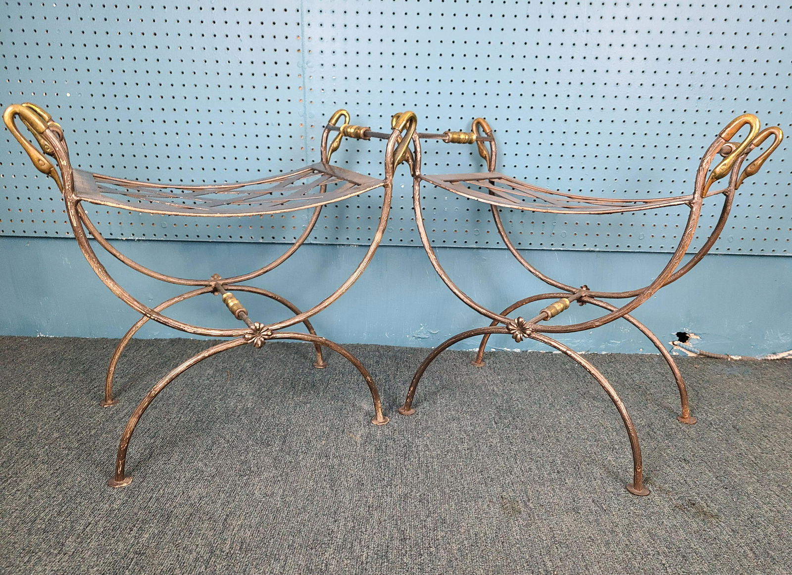 Regency Style Pair of Iron and Bronze Window Benches (1 of 6)