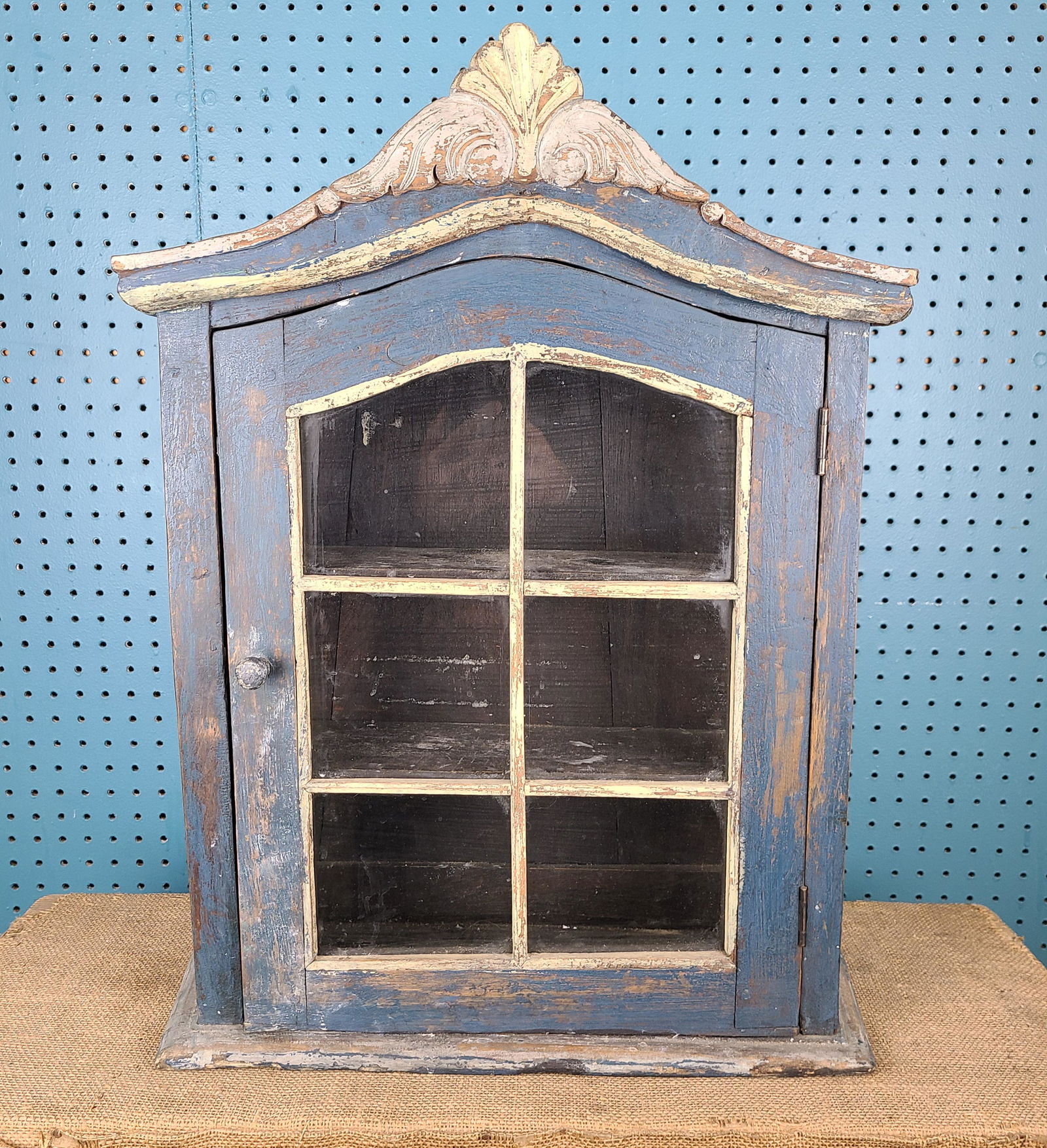 Early 19th C Old Painted Wall Cupboard (1 of 7)