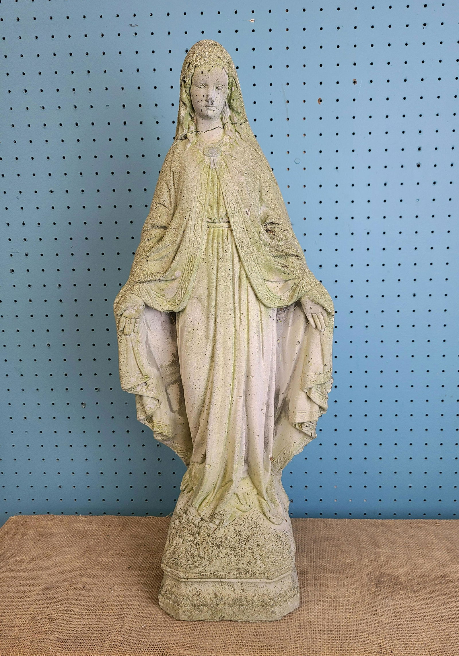 Antique Cast Cement Religious Statue (1 of 7)