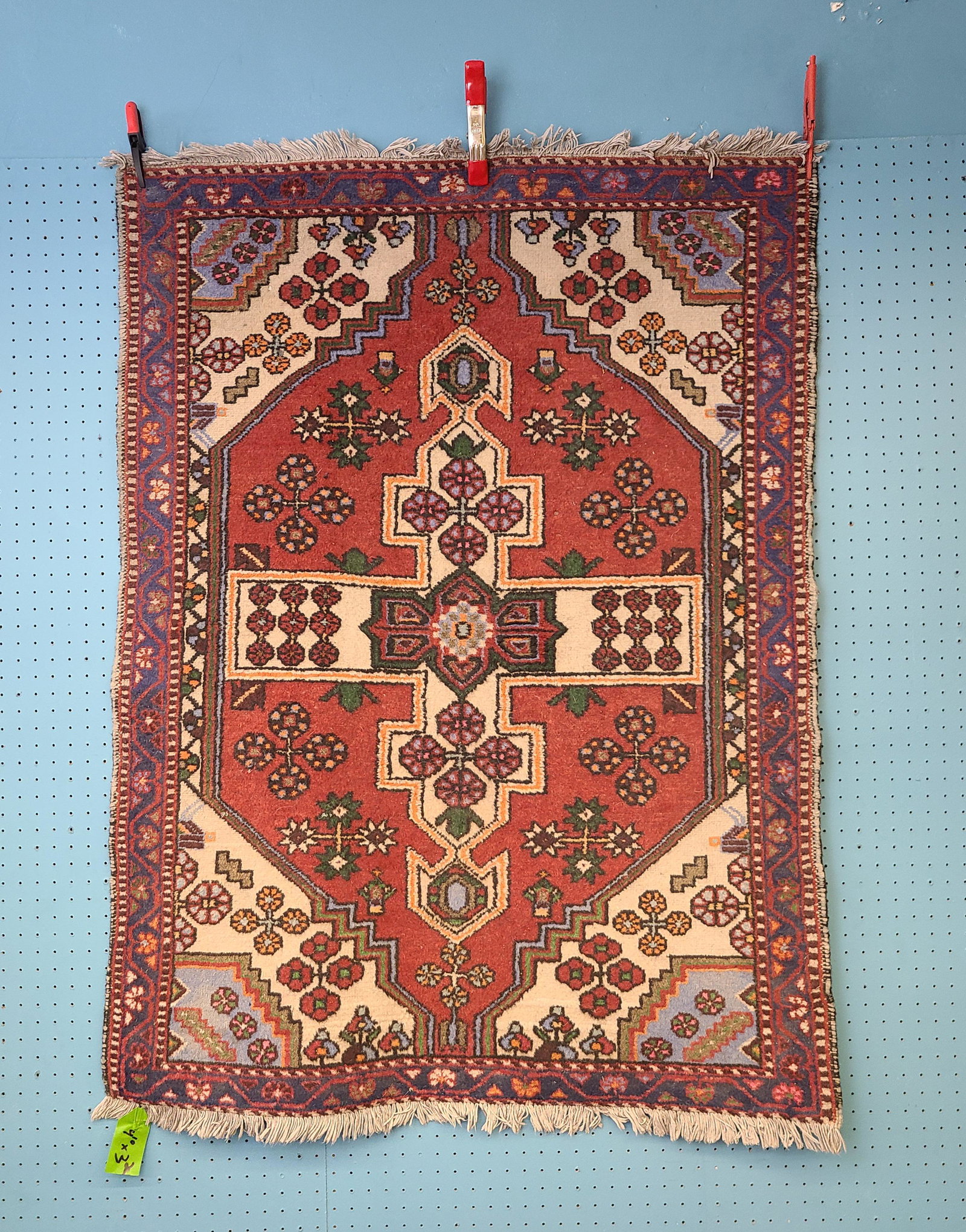 Antique Turkish Hand Woven Persian Carpet: Antique Turkish Hand Woven Persian Carpet, 4' 10" by 3' 2"