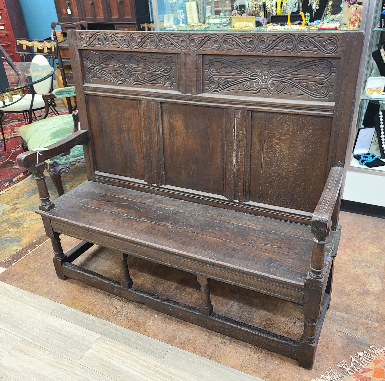 17th Century Jacobean English Oak Settle (1 of 9)