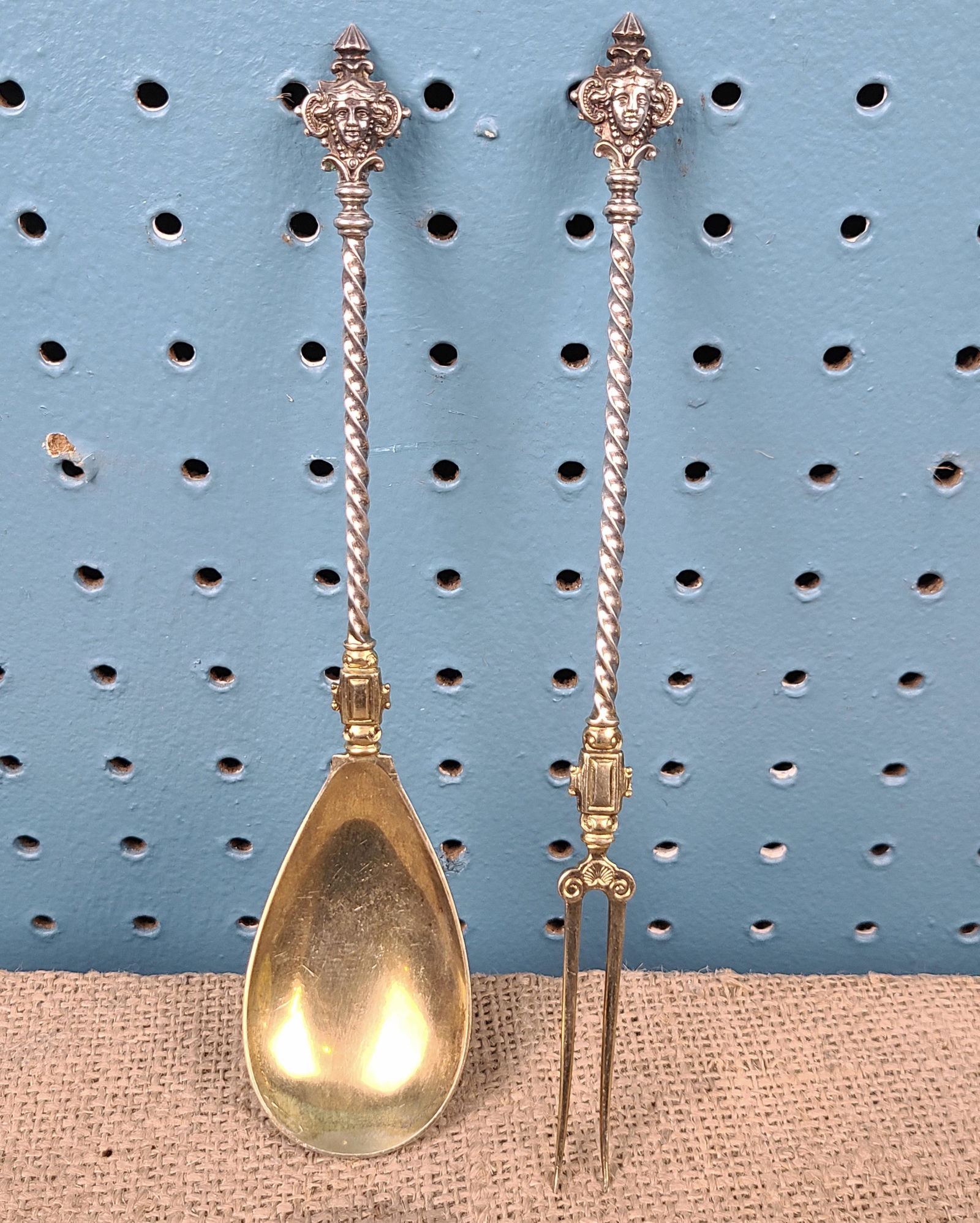 Mid 19th C. 800 Silver Figural Serving Set (1 of 9)