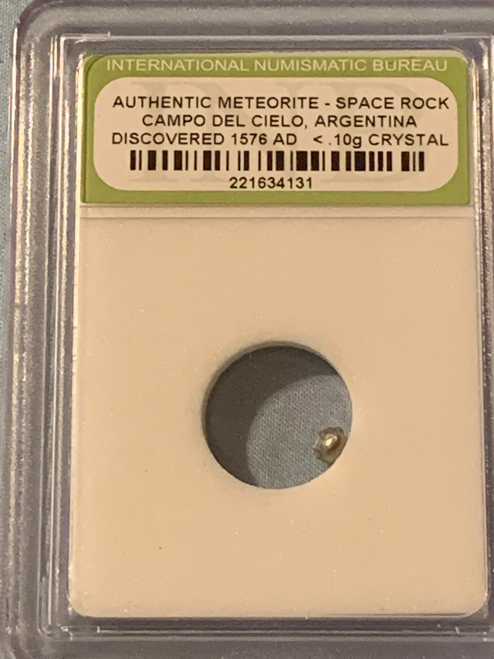 Authentic Meteorite Campo Del Cielo Argentina 1576 AD: Authentic Meteorite - Space Rock Campo Del Cielo Argentina Discovered 1576 AD < .10g Crystal
