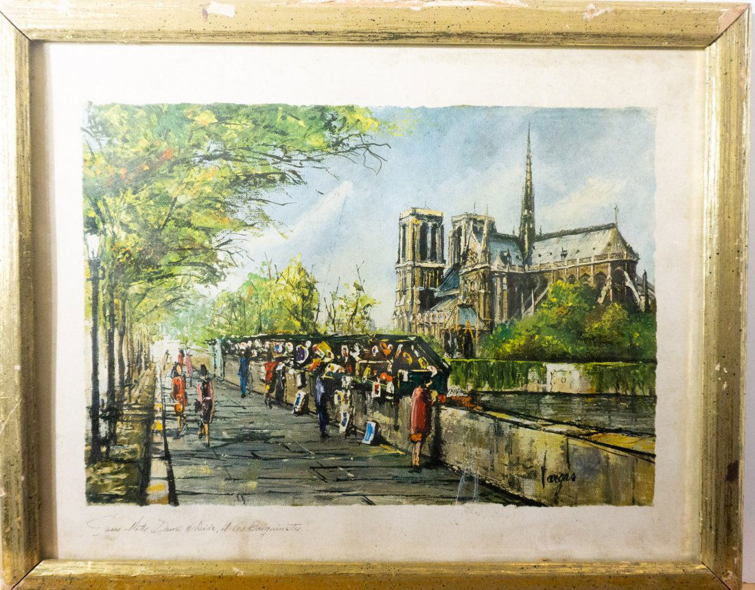 Framed Notre Dame in Paris lithograph (1 of 3)