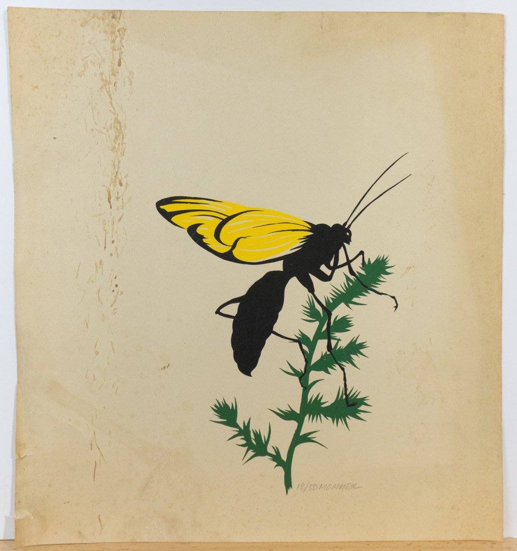 Signed and numbered colored print of Bee (1 of 3)
