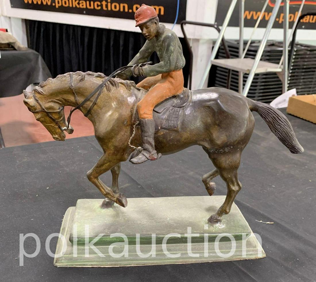Bronze 'Jockey on Horse' Sculpture: Bronze 'Jockey on Horse' Sculpture