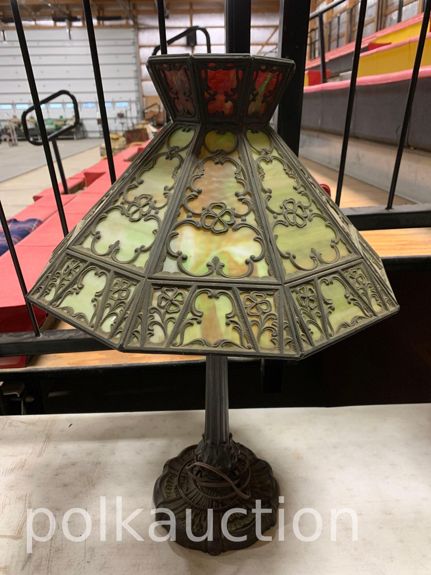 B & H Slag Glass Lamp: B & H Slag Glass Lamp - 17" x 25", No Shipping, Pick up Only