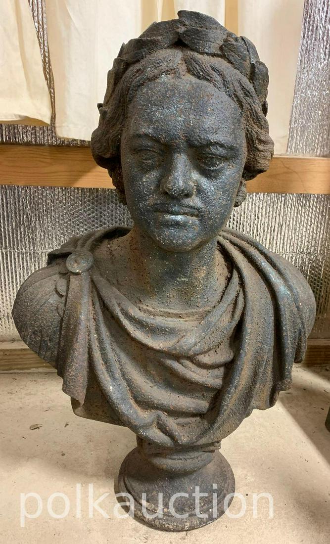 Cast-Iron Bust of The Apollo Belvedere: Cast-Iron Bust of The Apollo Belvedere - 23" x 14" x 31", No Shipping, Pick up Only
