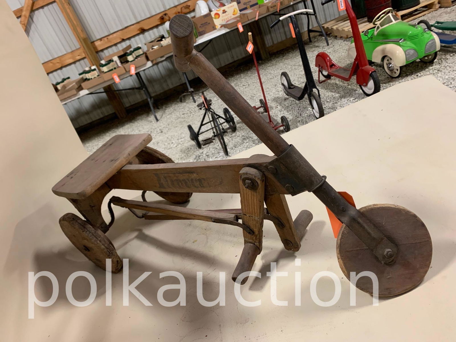 147-VINTAGE WOODEN RIDE-ON TOY: NO SHIPPING - PICK UP ONLY