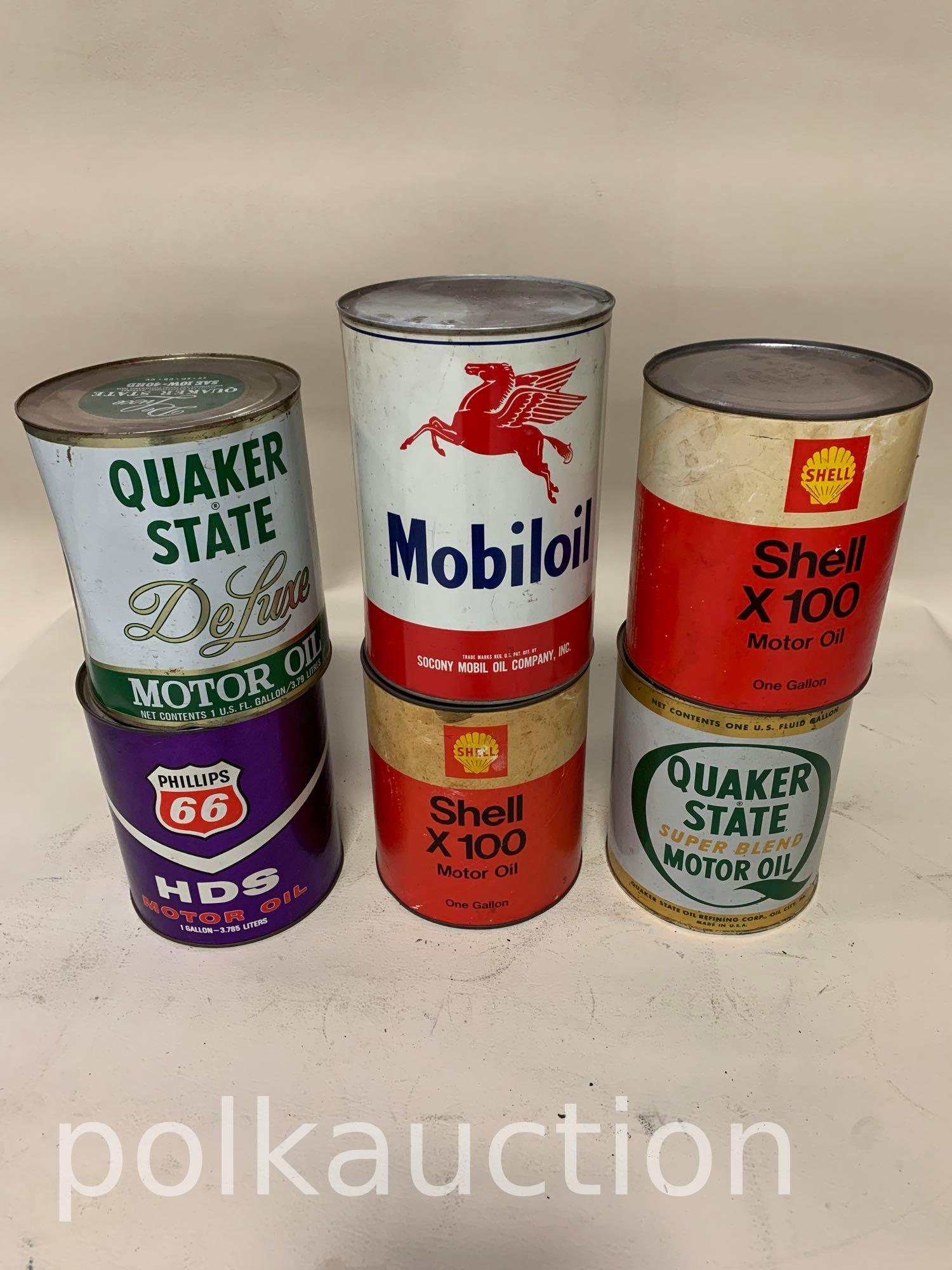 160-(6) VINTAGE OIL CANS: .