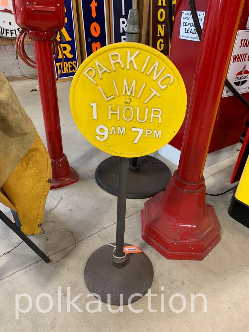 374-CAST IRON ONE HOUR PARKING SIGN (1 of 2)