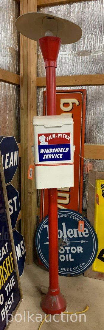 700-FUEL STATION LAMP, POST W/ FYLM-FIGHTER WINDSHIELD SERVICE BOX (1 of 6)