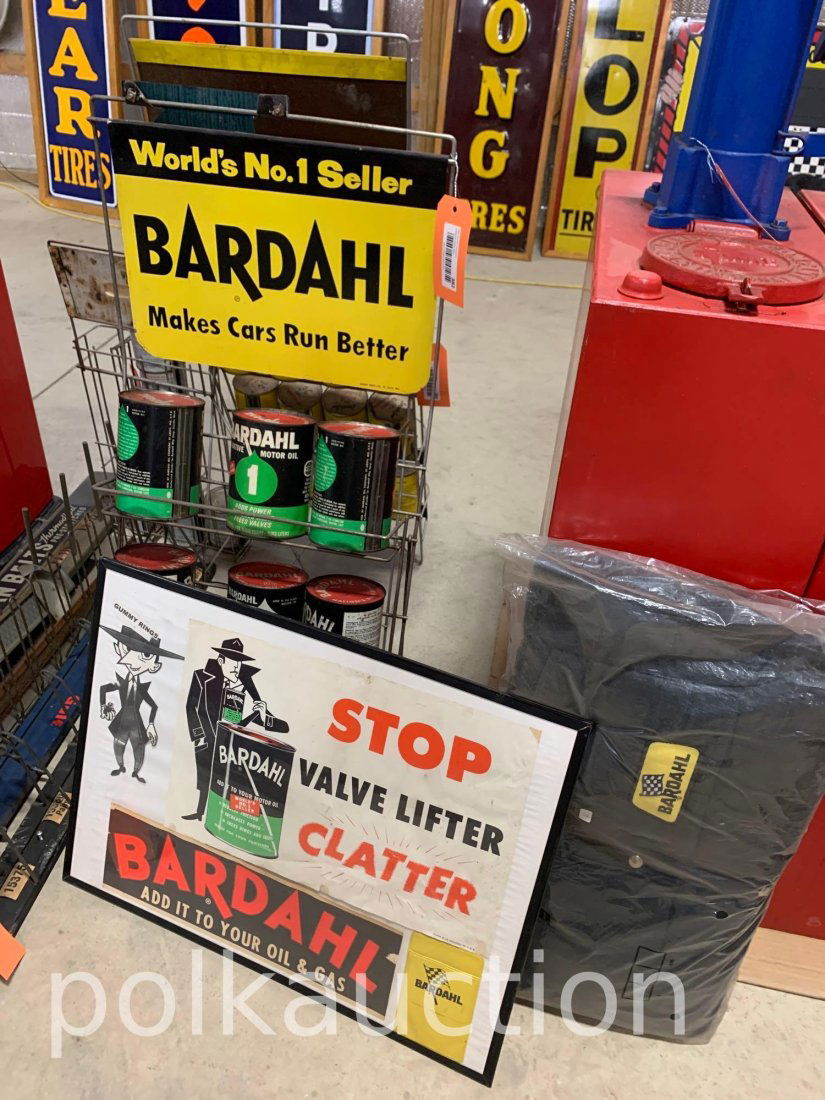 382-BARDAHL OIL DISPLAY RACK, ADVERTISEMENT & LG COAT (1 of 4)
