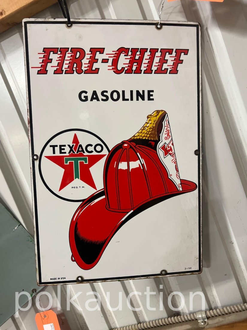 65-PORCELAIN FIRECHIEF TEXACO SIGN (1 of 4)