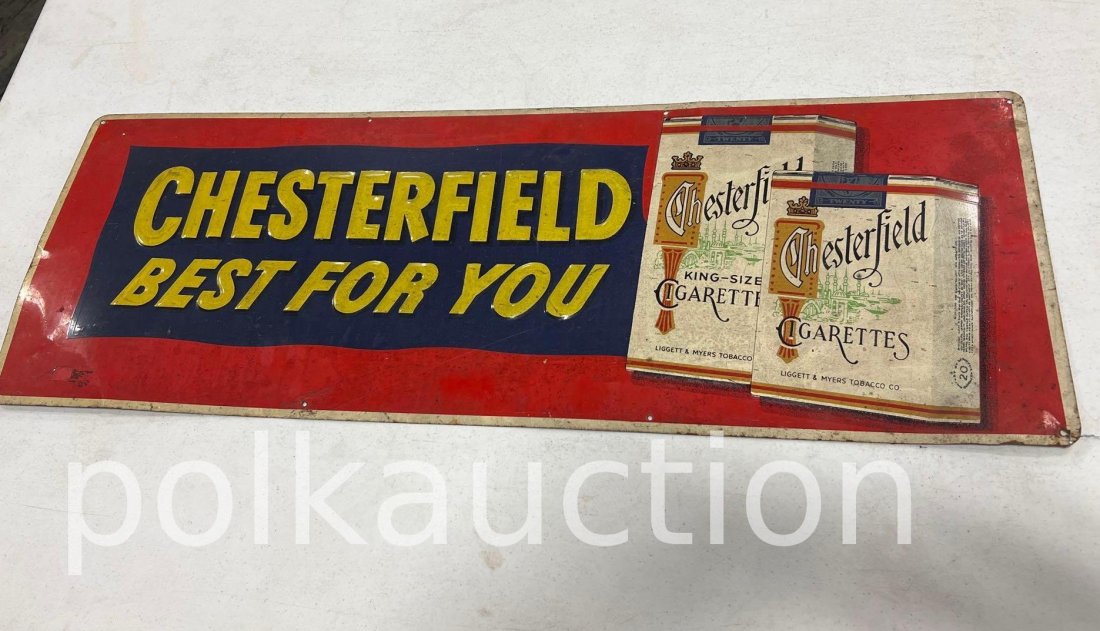 454-CHESTERFIELD SINGLE SIDED TIN SIGN: 34in. x 12in.