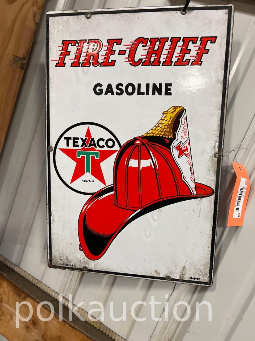 63-PORCELAIN FIRECHIEF TEXACO SIGN (1 of 4)