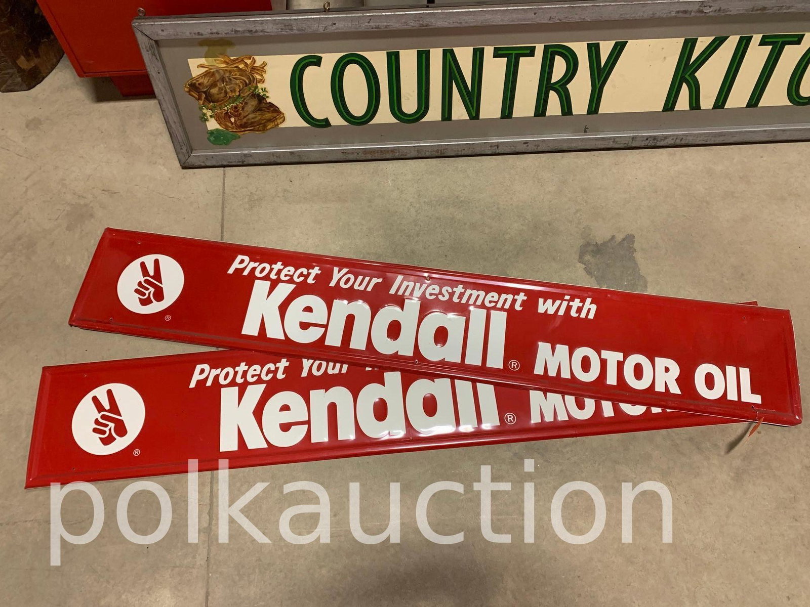 367-(2) KENDALL MOTOR OIL SIGNS: .SINGLE-SIDED, 6in.x 12in. NO SHIPPING, PICK UP ONLY