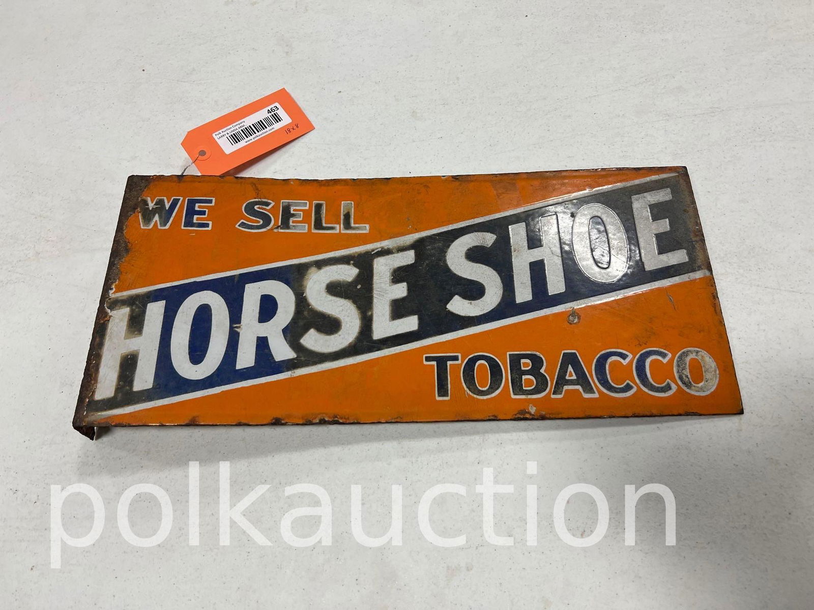 463-DOUBLE SIDED HORSESHOE TOBACCO PORCELAIN FLANGED SIGN (1 of 2)