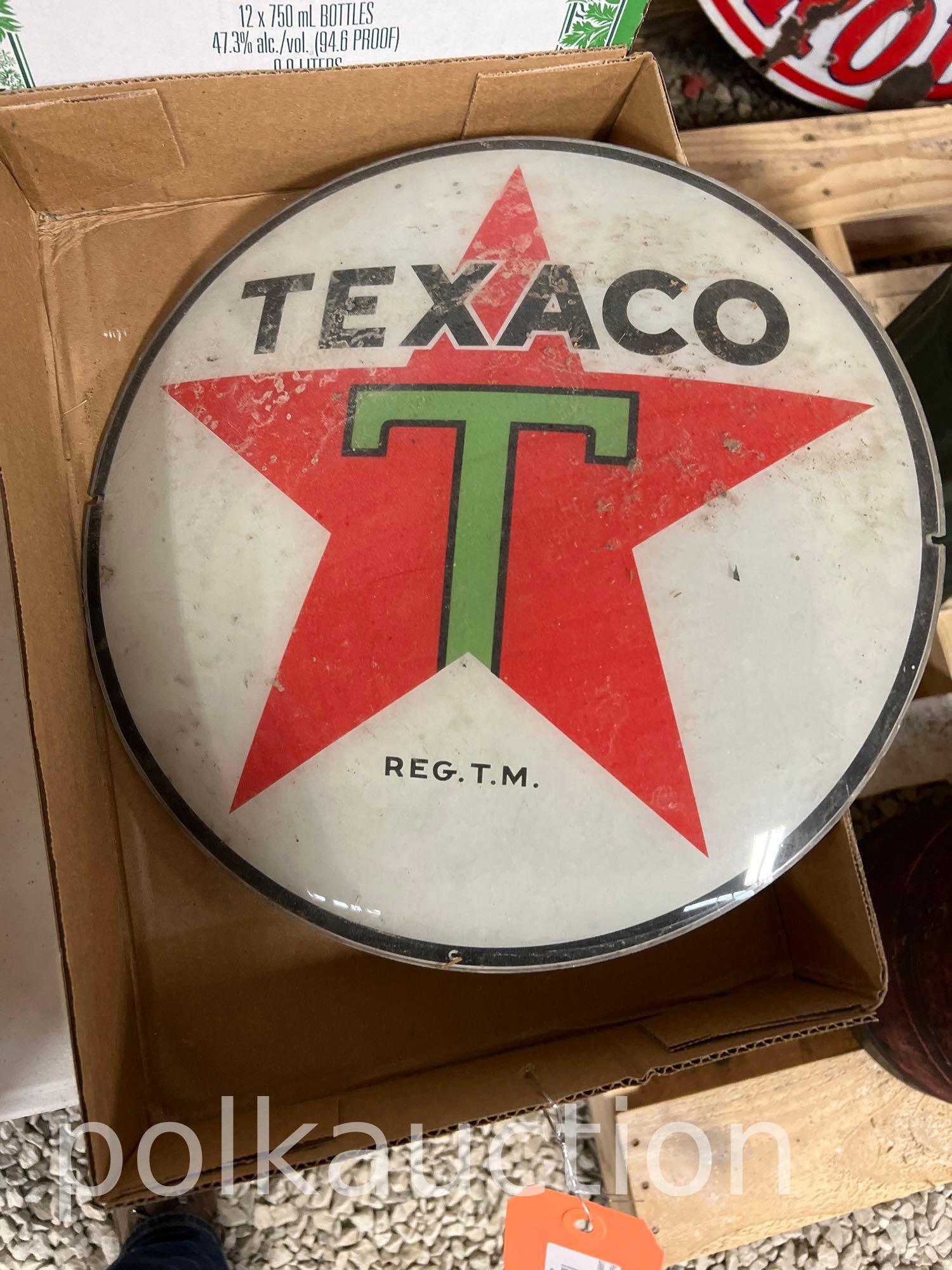 19-TEXACO GLASS GLOBE LOGO ONLY: NO SHIPPING, PICK UP ONLY