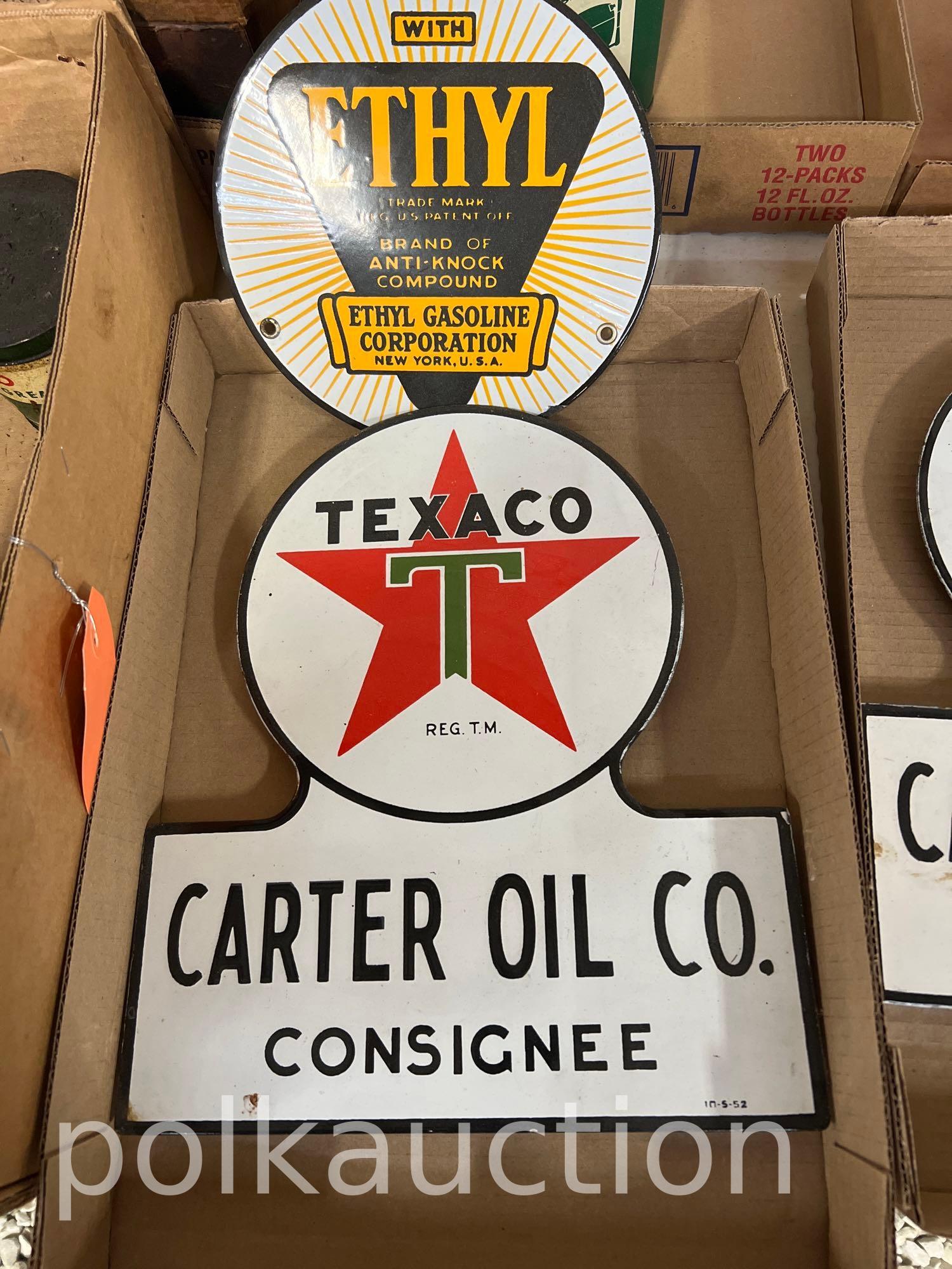 76-PORCELAIN TEXACO CARTER OIL CONSIGNEE SIGN (1 of 4)