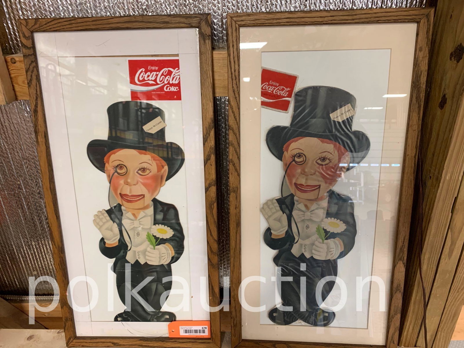 678-(2) FRAMED CHARLIER MCCARTHY CARDBOARD DIE CUTS: 29in. x 15in.