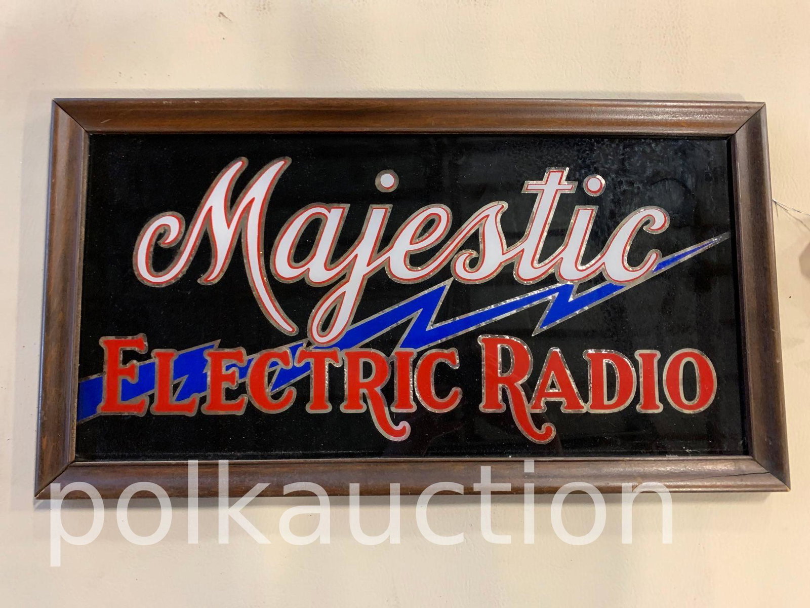 697-FRAMED MAJESTIC, ELECTRIC RADIO, GLASS SIGN: .11in.x 21in. NO SHIPPING, PICK UP ONLY