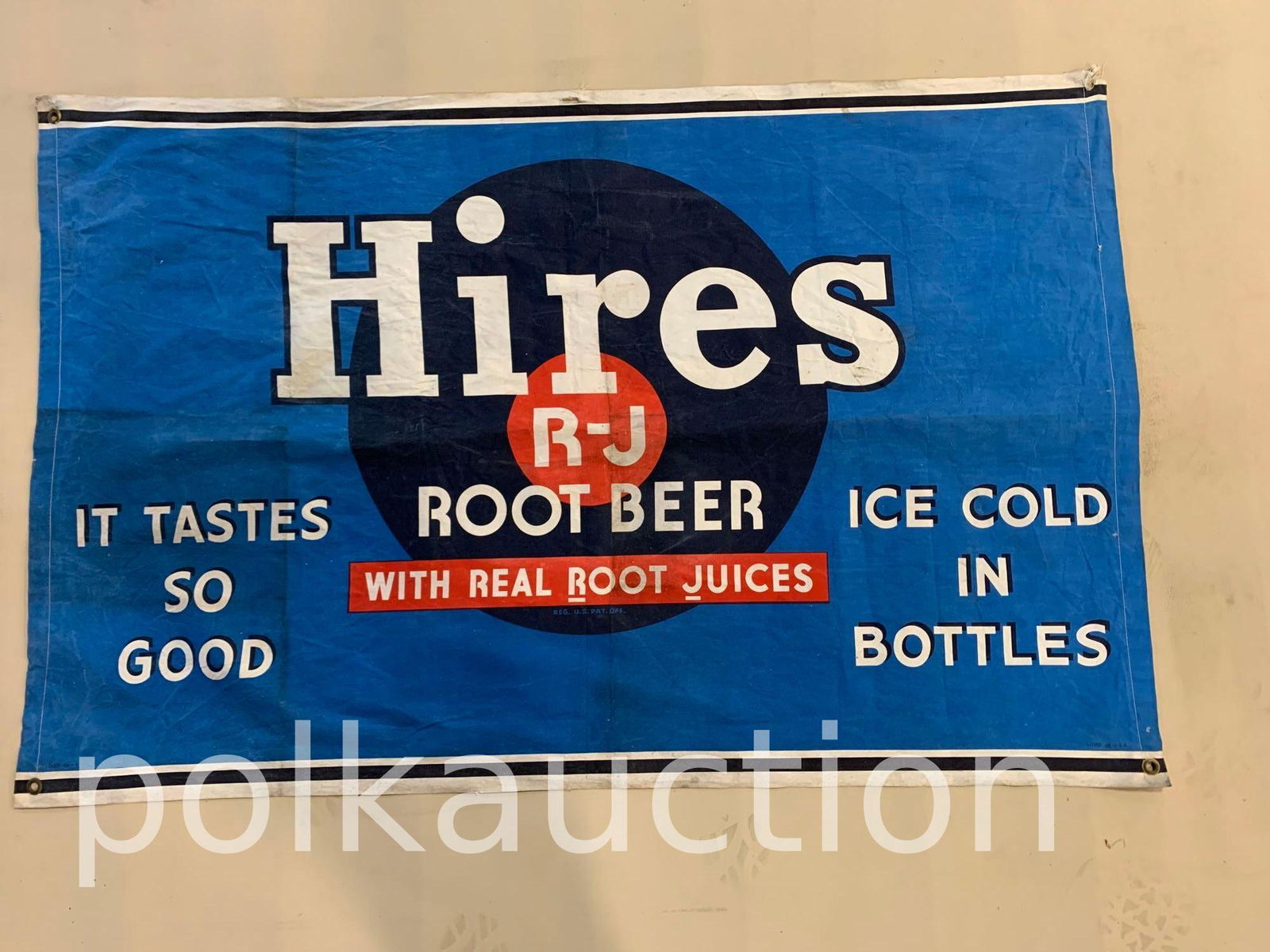 662-(2) HIRES ROOT BEER FABRIC BANNERS (1 of 2)