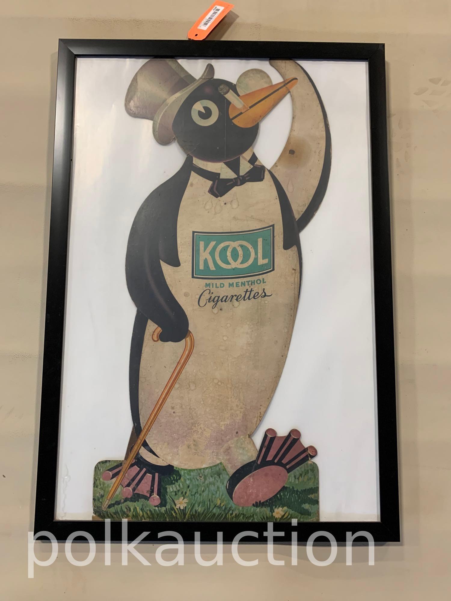 634-COOL CIGARETTE DIE CUT PENGUIN FRAMED: 26in.x 28in.
